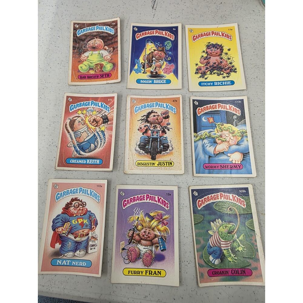 Vintage Garbage Pail Kids 1986 Stickers Topps Lot Of 9